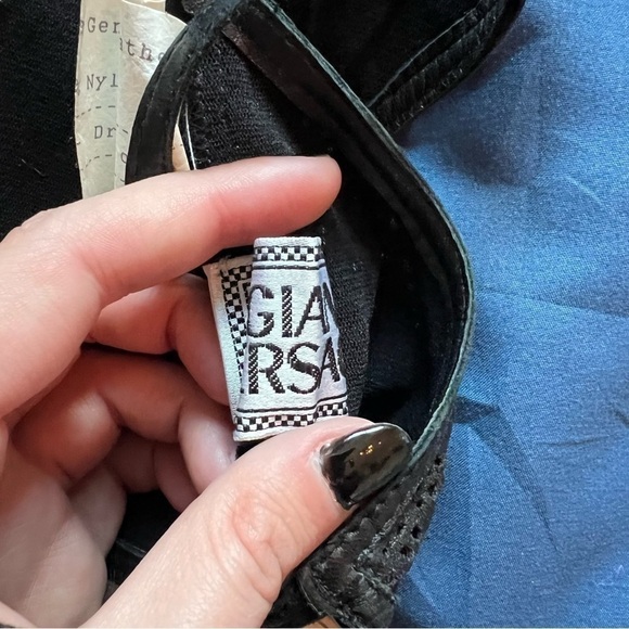 Gianni Versace | Laser Perforated 100% Leather Halter Dress Vintage - Picture 7 of 12